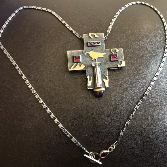 Diane Tintor Jewelry - Diane Tintor (Artisan) Gemstone Raven on Ionic Column Necklace/Brooch